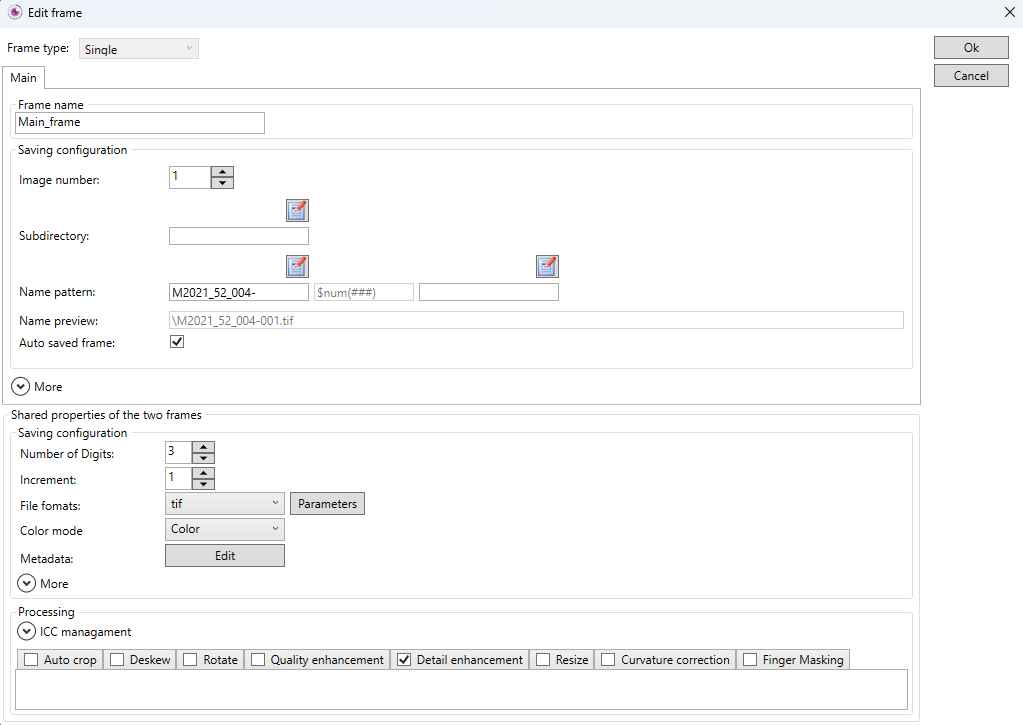 limp capture properties menu